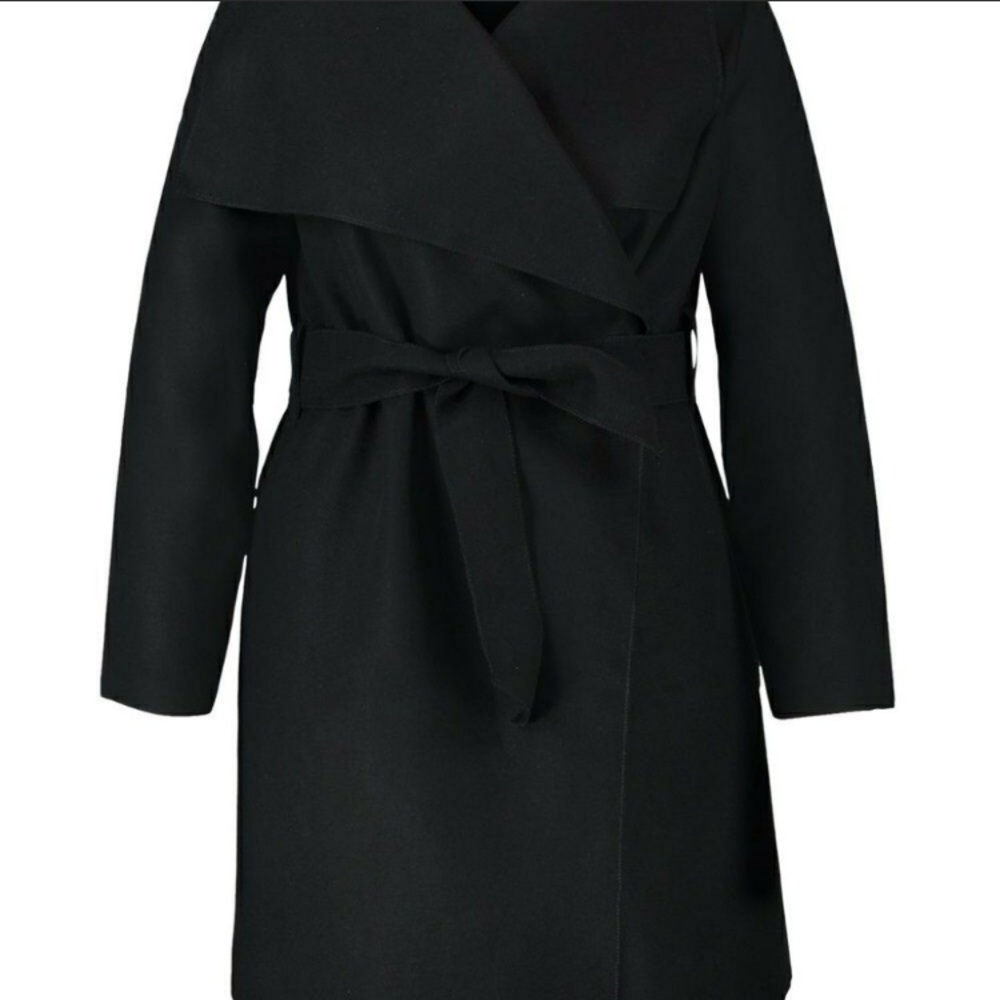 Boohoo wool look wrap coat.